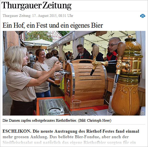 Zeitungsartikel Riethof Fest 2015 Zeitungsartikel Riethof Fest 2015
